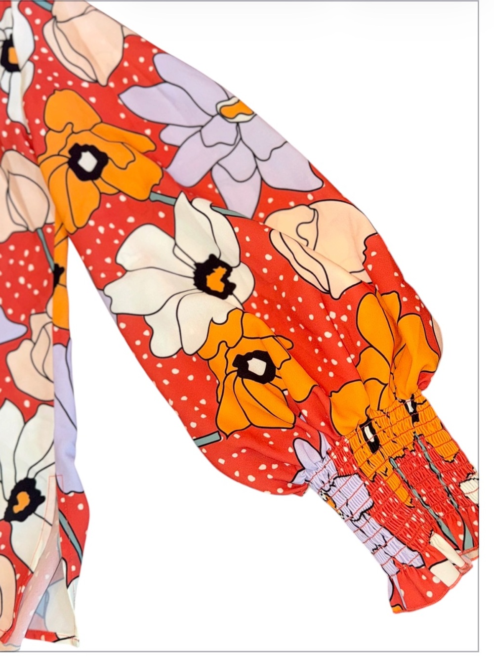 Crosby by Mollie Burch Dopamine Floral Button Front Blouse Balloon Long Sleeves - Picture 4 of 13